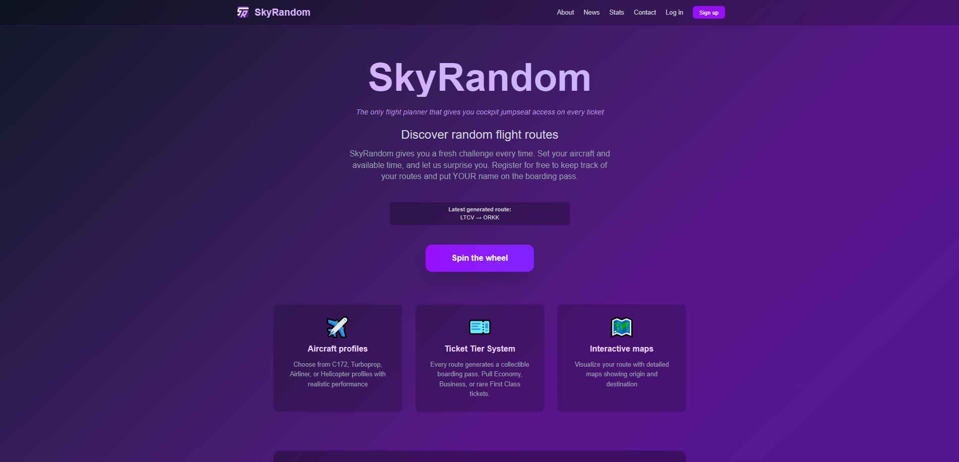 Skjermbilde av Skyrandom.com